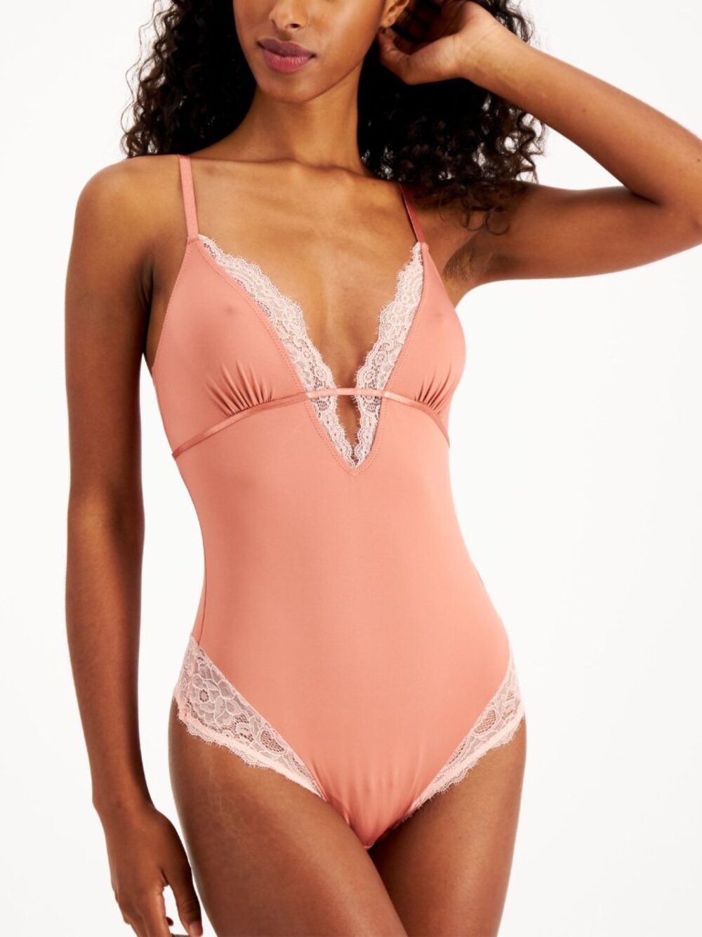 INC International Concepts Womens Intimate Lace Trim Thong Bodysuit